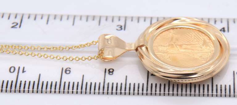 2002 $5 Gold Walking Liberty Gold Frame Pendant on Chain