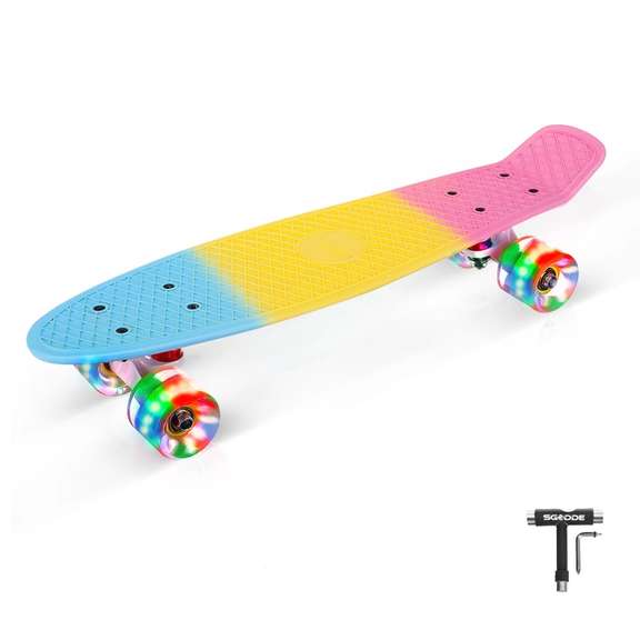 22 inch Mini Skateboards Cruiser Retro with LED Wheels
