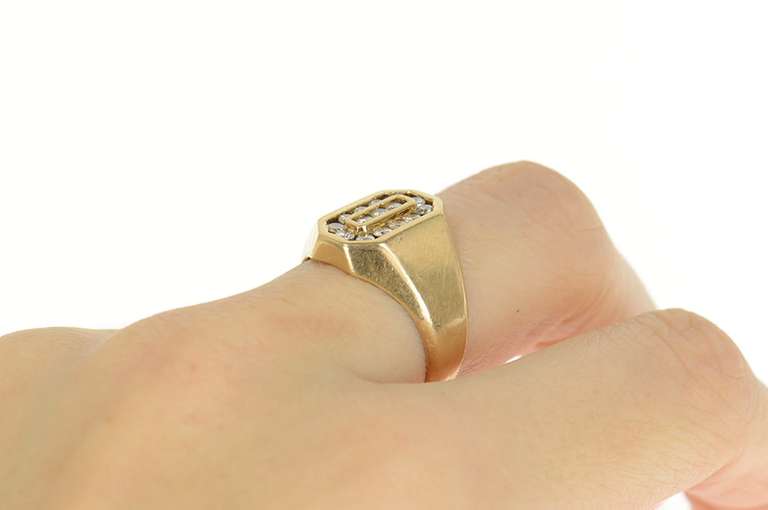14K Yellow Gold 0.45 Ctw Retro Diamond Squared Oval Halo Ring