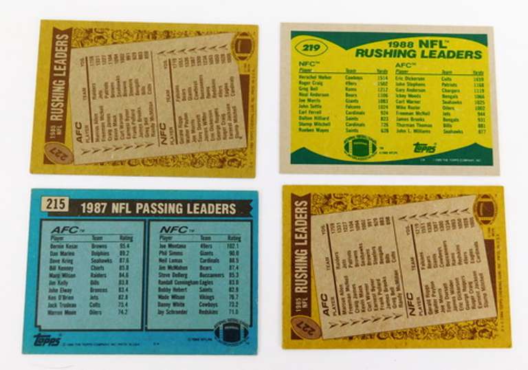 4 NFL Leaders Football Cards