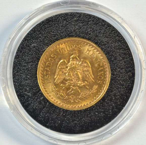 Superb Gem BU 1945 Mexico 2.5 Pesos Gold piece. Custom holder