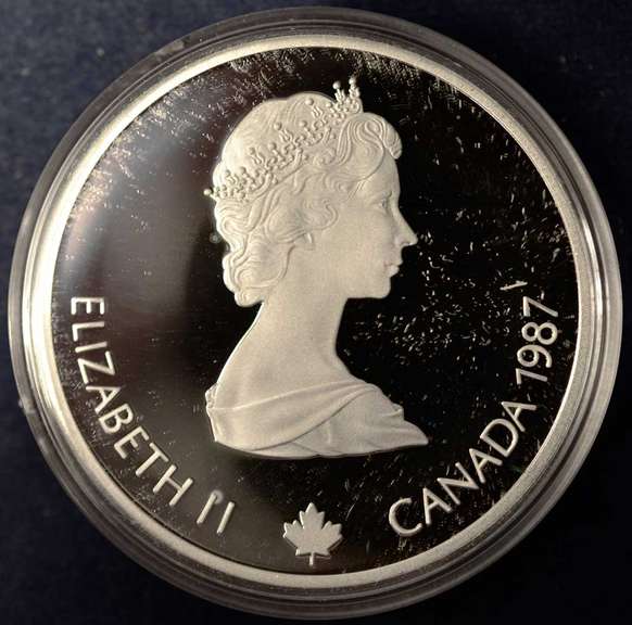 1986 Canada $20 Winter Olympic Games Sterling Silver Proof Coin Biathlon