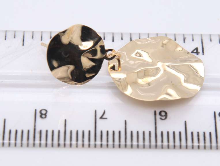 Gorgeous Yellow Gold Double Disk Dangle Earrings