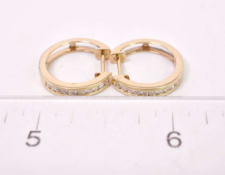 Dazzling Diamond Hoop Earrings in 14K Yellow Gold