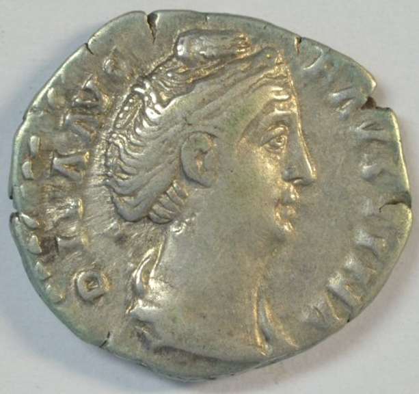 Nice Faustina Roman Silver Denarius, Wife of Antoninus Pius