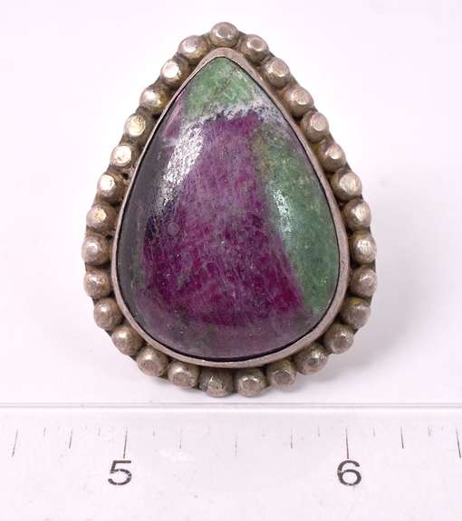 Ravishing Rare Colossal 33.86CTS Natural Ruby Zoisite Ring in Gold Plated Sterling Silver