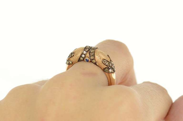 14K Rose Gold 0.96 Ctw Champagne Diamond Statement Ring