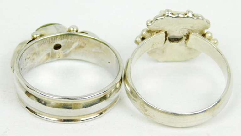 2 Sterling Silver Rings - Moonstone & Labradorite, 8