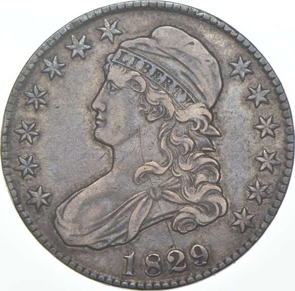 1829/27 Capped Bust Half Dollar - 101 OBV Scratched