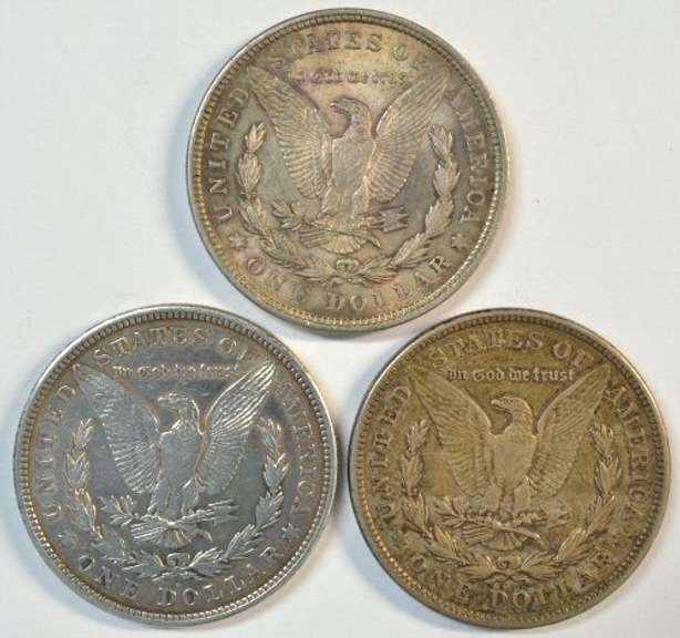 1921 P-D-S Morgan Silver Dollars. Last year of issue