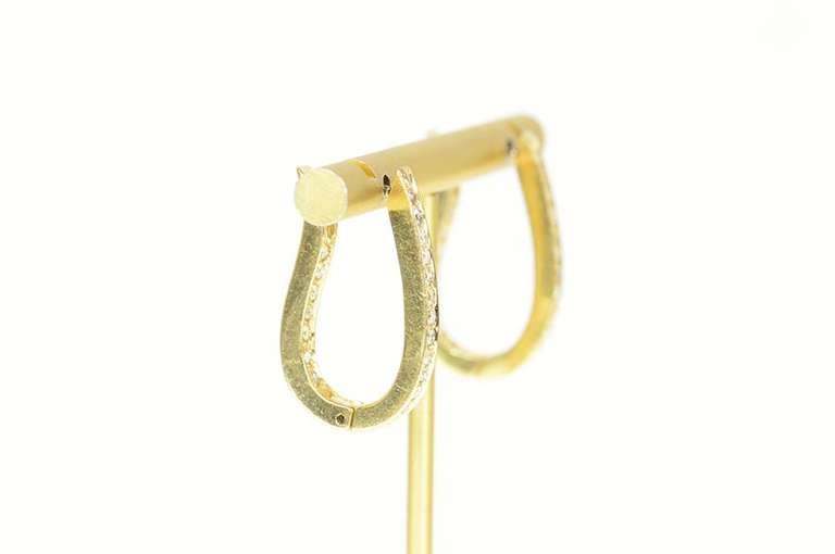 14K Yellow Gold 1.26 Ctw Diamond Curvy Inside Outside Hoop Earrings