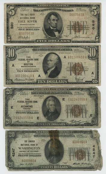 4 Diff. National Currency Notes from the Series of 1929