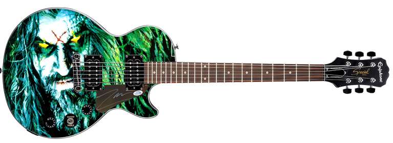 Rob Zombie Hellbilly Deluxe Signed Gibson Epiphone Les Paul Graphics Guitar ACOA