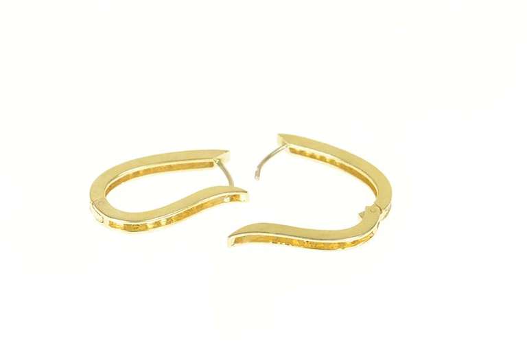 14K Yellow Gold 1.26 Ctw Diamond Curvy Inside Outside Hoop Earrings