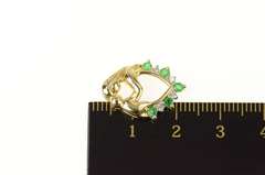 14K Yellow Gold Emerald Diamond Heart Mother Child Pendant