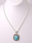 Darling 33.8CTS Turquoise Pendant Necklace in Sterling Silver