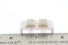Square Cushioned Diamond Earrings with 10k Yellow Gold