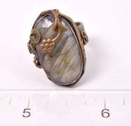 Gorgeous Rare 12.97CTS Natural Green Sapphire Ring in Gold Plated Sterling Silver