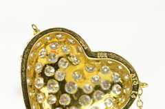 18K Yellow Gold 2.28 Ctw Pave Diamond Heart Love Chain Necklace