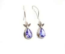 Dangle Tanzanite and Diamond Earrings in 14K