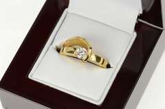 14K Yellow Gold 0.45 Ct Diamond Solitaire Curvy Engagement Ring