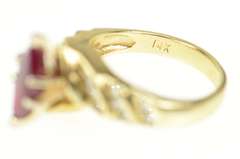 14K Yellow Gold 1.20 Ctw Marquise Ruby Diamond Engagement Ring