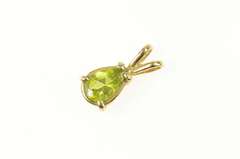 14K Yellow Gold Pear Peridot Classic Solitaire Statement Pendant