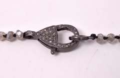 Gorgeous Horn and Diamond Pendant with Beaded Labradorite Necklace in Rhodium Plated Sterling Silver