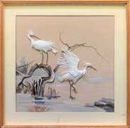 Beautiful Unique Work Embossed Herons Artwork
