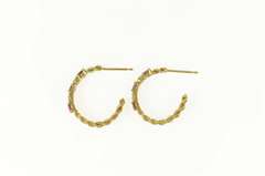 14K Yellow Gold Diamond Ruby Rope Chain Semi Hoop Earrings