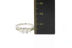 14K White Gold 0.76 Ctw Three Princess Diamond Engagement Ring