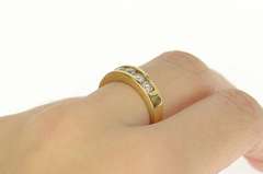 14K Yellow Gold 1.00 Ctw Five Stone Diamond Wedding Band Ring