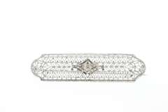 10 KT WHITE GOLD DIAMOND ART DECO BROOCH