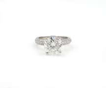 3.65ctw RBC and Pave Diamond Engagement Ring in 18k