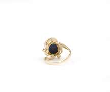 Brilliant Opal Doublet & Diamond Ring in 14K