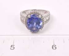 Purple and White Crystal Ring in Sterling Silver