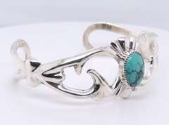 Sterling Silver Signed Wilson Bengay Navajo Turquoise Bangle