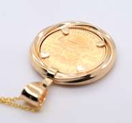 2002 $5 Gold Walking Liberty Gold Frame Pendant on Chain