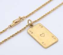 Fantastic Yellow Gold Ace of Hearts Card Necklace