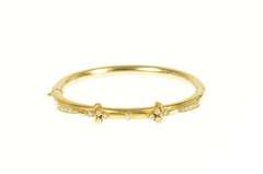 14K Yellow Gold Victorian Ornate Diamond Statement Bangle Bracelet