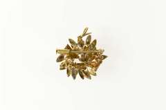 14K Yellow Gold Oval Ruby Retro Geometric Flower Cluster Pin/Brooch