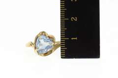 10K Yellow Gold Retro Heart Blue Topaz Love Symbol Ring