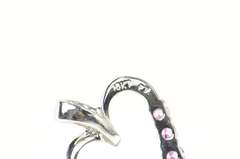 10K White Gold Pink Sapphire Diamond Heart Love Pendant