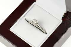 14K White Gold 0.16 Ct 1940's Diamond Solitaire Engagement Ring