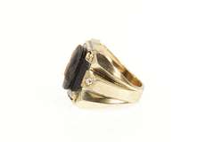 Gold Filled Retro Carved Tiger's Eye Soldier Cameo CZ Ring