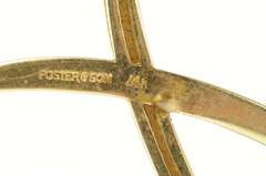 14K Yellow Gold Ornate Retro X Criss Cross Statement Earrings