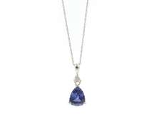 Set of Trillion Tanzanite Earrings and Necklace with Diamonds in 10K