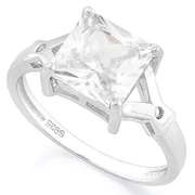 3.00 CT WHITE TOPAZ & DIAMOND 18K GOLD PLATED RING