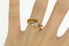 14K Yellow Gold 0.45 Ct Diamond Solitaire Curvy Engagement Ring