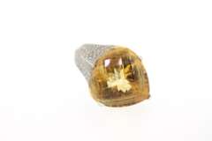 One of the Kind Special hand made Designed 18KT white gold Citrine and Diamond Ring